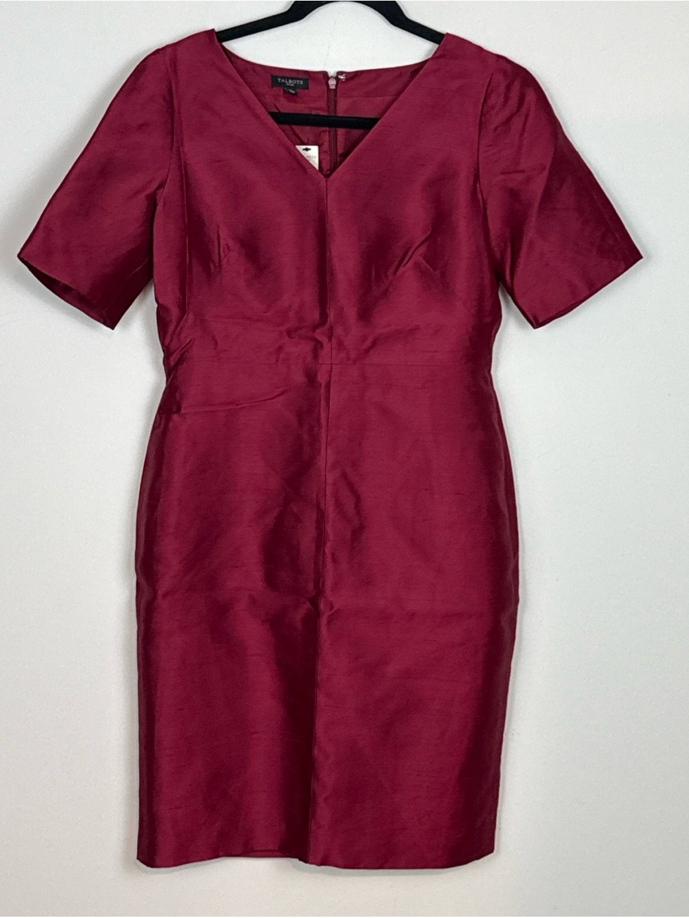 Talbots Womens Dress Size 6P Burgundy Wool Silk Blend Pockets